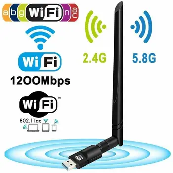 1200Mbps Bezdrôtové pripojenie USB Wifi Dongle Adaptér Dual Band 2.4 G/5 ghz w/Anténa 802.11 AC