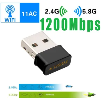 1200Mbps Mini USB WiFi Adaptér Vysoká Rýchlosť Dát Dual Band Network Karta Pre systém Windows Na Linux Pre OS