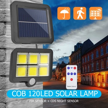 128LED Solárne LED Svetlo Vonku IP65 Vodotesné Diaľkové Ovládanie, Pohybový Senzor Solárne Nástenné Svietidlo Pre Záhradné Dekorácie Dropshipping