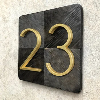 12cm Plávajúce Moderný Dom Číslo Zlatý Satin Brass Door Domácej Adresy, Čísla na Dom Vonkajšie Znamenie Dosky 5 Cm. #0-9