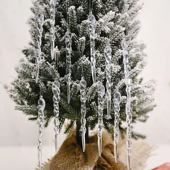 12pcs 13cm Vianočné dekorácie tvorivé transparentné cencúľ prívesok Vianočný strom dekorácie niť prívesok domova