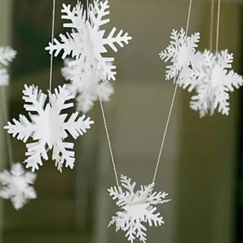 12PCS 3D Biele snehové Vločky, Vianočný Stromček, Ozdoby na Vianočný Strom Závesné Dekorácie Papier Snow Flake Girlandy na Vianočné Závesné Dekor