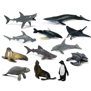 12Pcs/set Mini Realisticky Sea Life Morské Živočíchy Žralok Veľrybí Model Akcie Obrázok PVC Zvierat Vzdelávacieho Hračky Pre Childre