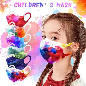 12PCS tie Dye Vytlačené Maska Pre Deti Opakovane Pohodlné Anti-ultrafialové Maska Bezpečnosti Cestovanie Detí Maska Mascherina