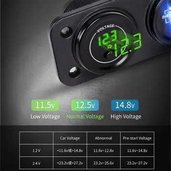 12V 24V LED Digitálny Voltmeter Dual USB Zásuvky Napájania Panel Nabíjačku S ON OFF vypínač Pre Auto, Loď, Motocykel, Smartphone, GPS