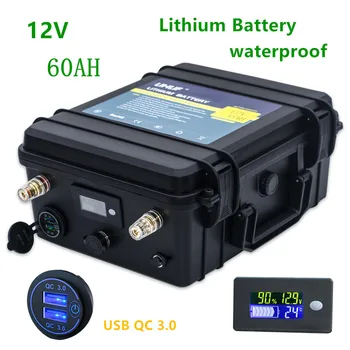 12V 60AH lítiová batéria vodotesné lítium-iónová 12v batérie 60ah batérie pre golf cart, MPPT Solárne,Loď svetlo