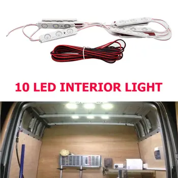 12V Jasné Biele Interiérové LED svetla kit 10 Led Svetlo S 5 M Linka Pre Van Tranzit Lode, Karavany, Prívesy nákladné Autá iP67