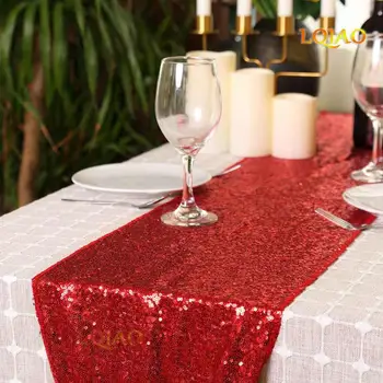 12x72/12x108 Iskrivý ružové Zlato/Striebro/Navy/Pink/Červené Stolové Prestieranie pre Svadobné Party, Vianočné Dekorácie, chemin de table mariage