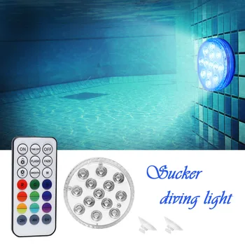 13 LED Svetlo S Magnetom prísavky Plávanie Ponorné Prenosné Vonkajšie Prvky Bazén RF Diaľkové Ovládanie Príslušenstvo