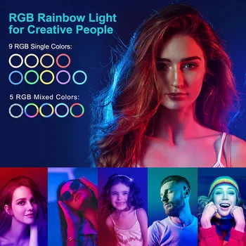 13inch RGB LED Selfie Krúžok Svetlo s Statív Stojí Telefón rgb Krúžok Lampa USB Ringlight na Youtube Tiktok Video Fotografovanie štúdio