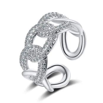 14 karátové Zlato 925 Sterling silver ring Micro pave cz Zapojenie Svadobné Kapela Prstene pre ženy, Svadobné Party Šperky Darček