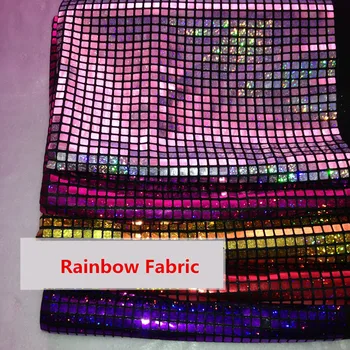 140 cm x 100 cm Štvorcových flitrami textílie Šifrované farba flash pozadie handričkou Mozaiky svadobné stenu bar štádiu tkaniny farebné dúhy