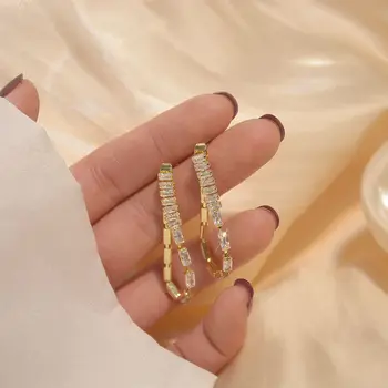 14k Reálne Pozlátené Módne Šperky Dlho Crystal Strapec Reťazca Nádherné Náušnice pre Ženu Dovolenku Strany Elegantné Náušnice