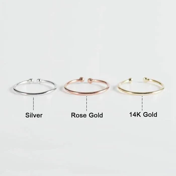 14K Zlata/Rose Gold Color Round 925 Sterling Silver Ring pre Ženy, Dievčatá Otvoriť Tenké Prst Prsteň Jemné Šperky Príslušenstvo YRI070