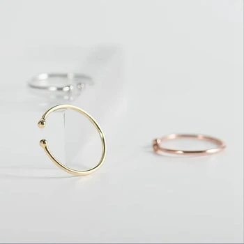 14K Zlata/Rose Gold Color Round 925 Sterling Silver Ring pre Ženy, Dievčatá Otvoriť Tenké Prst Prsteň Jemné Šperky Príslušenstvo YRI070