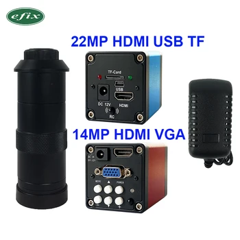 14MP HDMI VGA /22MP HDMI HD USB TF Digitálneho Videa Mikroskopom Kamera +130X C mount objektív na Telefón PCB Spájkovanie Opravy