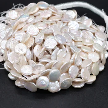 15-16 mm Kúzlo Sladkovodné Perly Mince Tlačidlo Perly Prírodné Barokový Perly Ručné Elegantný Náhrdelník Náramok Ženské Šperky 14