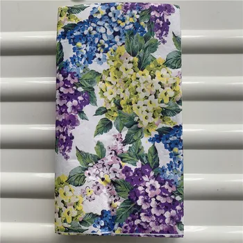 15 decoupage svadobné vintage obrúsok papier elegantné tkaniva fialová zelená modrá kvetina plavidlá narodeninovej party serviettes dekor 33*40 cm