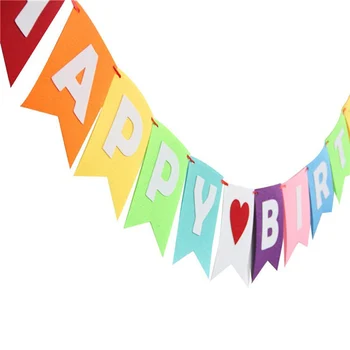 15 ks Farebné birthday banner netkanej textílie lano visiace Happy birthday party dekorácie dodáva Nový príchod baby sprcha