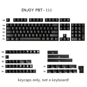 153 tlačidiel/nastavte enjoypbt čierna farba, keycap ABS double shot mechanické klávesu caps pre MX prepínač Cherry profil