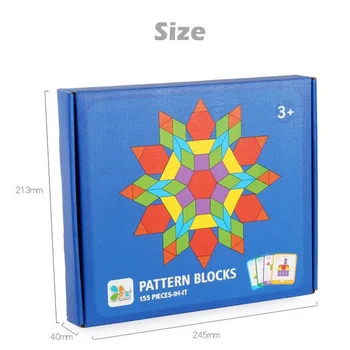 155pcs Detská Drevená Skladačka Puzzle Nastaviť Farebné Tvar Montessori Vzdelávacie Hračky pre Deti, Detský Vzdelávania, Rozvoj Tvorivosti