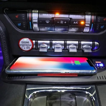 15W Auto bezdrôtová nabíjačka pre Ford Mustang-2020 rýchle nabíjanie doska panel QI telefón nabíjačka nabíja puzdro pre iPhone 11 12