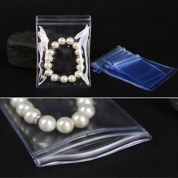 15x15cm Jasné Reclosable Šperky Balení Taška Transparentné PVC Proti oxidácii Plastové Zip Lock Jewellry Skladovanie PVC Tašky 100ks