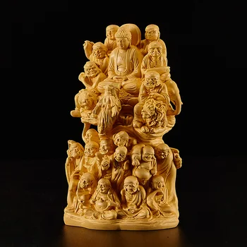 16 cm Osemnásť Arhats Socha Krušpán Uctievať Sochu Budhu Masívneho Dreva Dekorácie Domova
