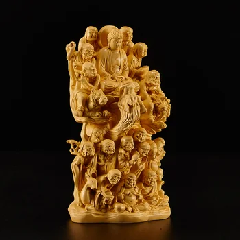 16 cm Osemnásť Arhats Socha Krušpán Uctievať Sochu Budhu Masívneho Dreva Dekorácie Domova