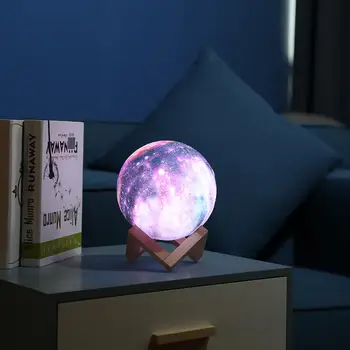16 Farieb, 3D Tlač Mesiac Lampa S Diaľkovým ovládaním Hviezdne Nebo Galaxy Svetlo Vstavaný Nabíjateľná Batéria Noc Lampa Dropship