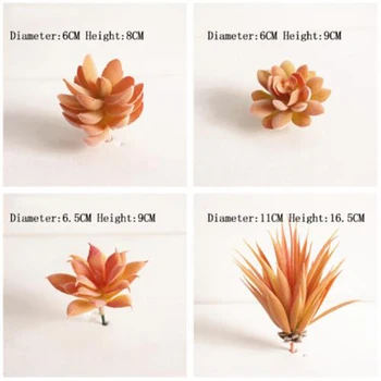 16PCS Umelé Sukulentných Rastlín Plastové Faux Kaktus Aloe Hrnuli Orange Dekor Oranžovej Farby, Kreatívne Roztomilý
