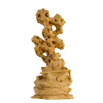 17 cm spriaznenú dušu Socha Krušpán Vyrezávané Masívneho Dreva Zen Remesiel Horských prúdiace toky Socha Domáce Dekorácie