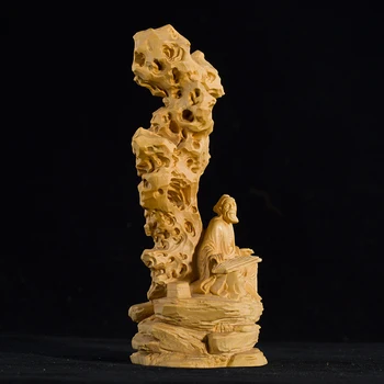 17 cm spriaznenú dušu Socha Krušpán Vyrezávané Masívneho Dreva Zen Remesiel Horských prúdiace toky Socha Domáce Dekorácie