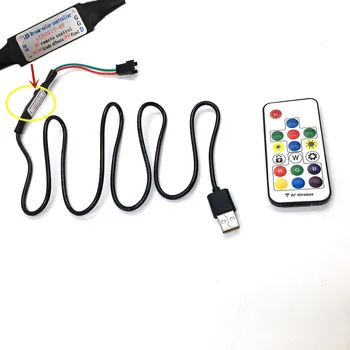 17Key USB Pripojte Kábel pre 5V 3 Pin WS2811 RGB Digital LED Pixel Pásy s Tlačidlo Radič LED sen-farba Konektor