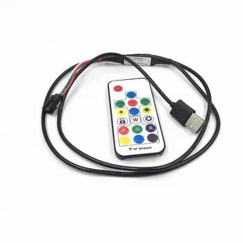 17Key USB Pripojte Kábel pre 5V 3 Pin WS2811 RGB Digital LED Pixel Pásy s Tlačidlo Radič LED sen-farba Konektor