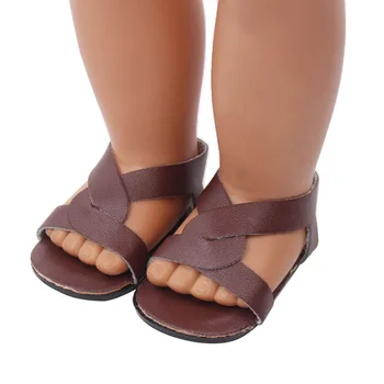 18-palcové Dievčatá bábiky topánky Jednoduché letné sandále PU Americký novorodenca topánky Detské hračky fit 43 cm bábiky baby s188-s192