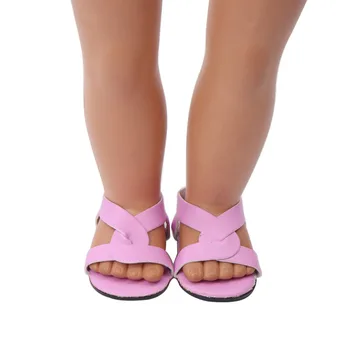 18-palcové Dievčatá bábiky topánky Jednoduché letné sandále PU Americký novorodenca topánky Detské hračky fit 43 cm bábiky baby s188-s192