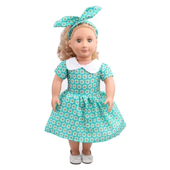 18-palcové Dievčatá bábiky šaty Letné tlač šaty + hlavový most Americký novorodenca sukne Baby hračky fit 43 cm bábiky baby c528-c529