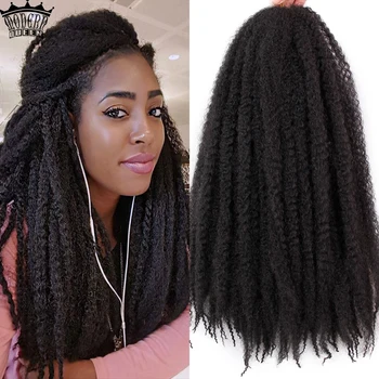18-palcové Pure Color Marley Sieťky na Vlasy Háčkovanie Kinky Afro Syntetické Pletenie Vlasy Háčkovanie Sieťky, predlžovanie Vlasov Bulk Čierna Hnedá