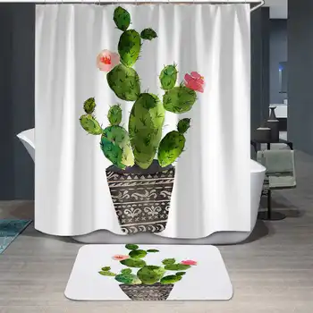 180*180 cm Nordic Rastliny Sprchový Záves Nepremokavé Plesniam Dôkaz Punch-free Perforované Tlač Kúpeľňa Opony