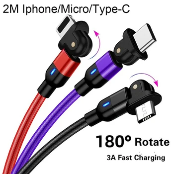 180 Stupeň USB Kábel na Iphone Micro USB Kábel USB Typu C, Rýchle Nabíjanie Kábel Nové