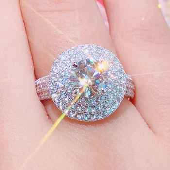 18K gold ring a moissanite diamond D VVS Luxusný svadobný prsteň S vnútroštátne osvedčenie SW12