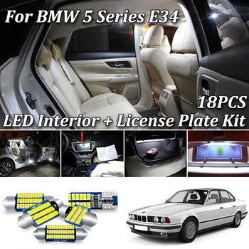 18Pcs Biela, Canbus bez Chýb Pre BMW 5 Series E34 M5 Touring Sedan Interiérové LED Svetlo + špz na Čítanie Súprava
