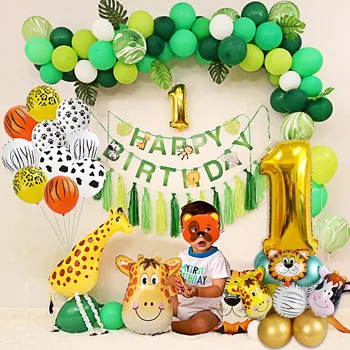 18pcs Jungle Zvierat Balóny Nastaviť Kovové Latex Baloon Zlato Číslo Globos Narodeninovej Party Dekorácie, Detský Baby Sprcha Balóny