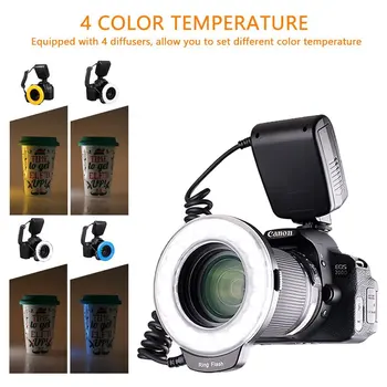 18pcs SMD LED Makro Krúžok zábleskové Svetlo pre Pentax Canon, Nikon, Sony Olympus Panasonic Speedlite LCD Displej CRI 90 RF-600D 600 D