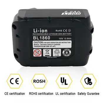 18V 6AH 6000mAh BL1860 Nabíjateľná Li-Ion Batéria Náhradná pre MAKITA BL1850 BL1840 LXT400 DHP458Z náradie