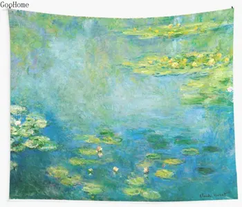 1906 Claude Monet-Waterlilies Nástenné Gobelíny Kryt Pláž Uterák Hodiť Deka Piknik Yoga Mat Domáce Dekorácie