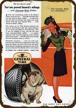 1944 Všeobecné Pneumatiky Vintage Vzhľad, Replika Kovové Prihlásiť Roztomilý Anglický Buldog Psa Butch