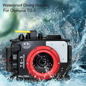 195FT/60M Vodotesné Podvodné Bývanie Fotoaparát Potápanie Prípade Olympus TG-4 TG4 TG3 TG-3 TG-5 TG5 Taška puzdro + Červený Filter