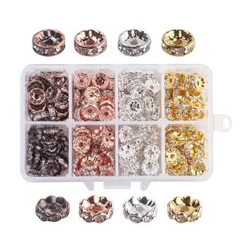 1Box Drahokamu Rondelles Crystal Perličiek Mosadz Voľné Dištančné Korálky pre DIY Handmade Náramok Šperky, Takže Príslušenstvo Dodávky